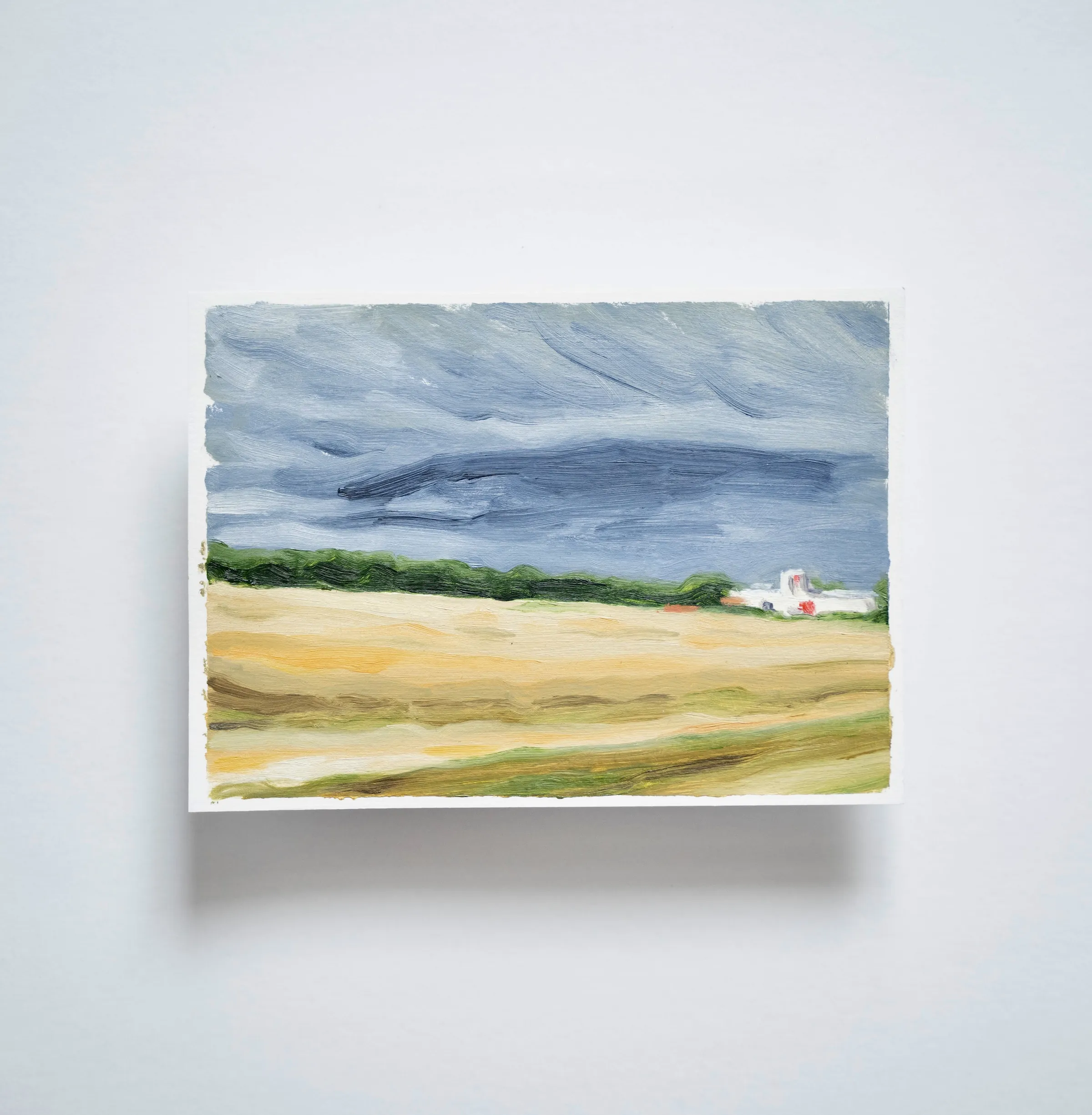 Paysage, vue en voiture  — Huile sur papier 
20 cm x 15 cm 
2025